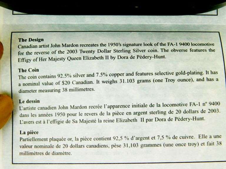 Sterling Canadian 20 Dollars Transportation Coin
