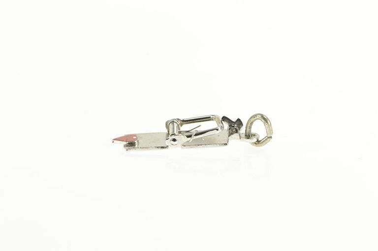 Sterling Silver Heart Red Enamel Mouse Trap Cute Retro Charm/Pendant