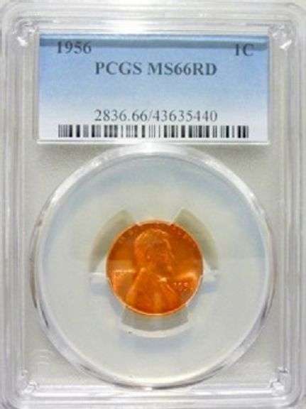 Superb Gem BU 1956 Philadelphia Minted Lincoln Cent PCGS MS 66 Red!