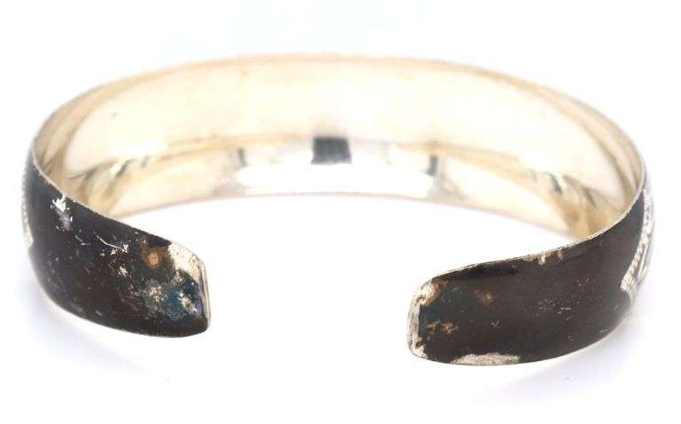 925 Sterling silver engraved cuff bangle