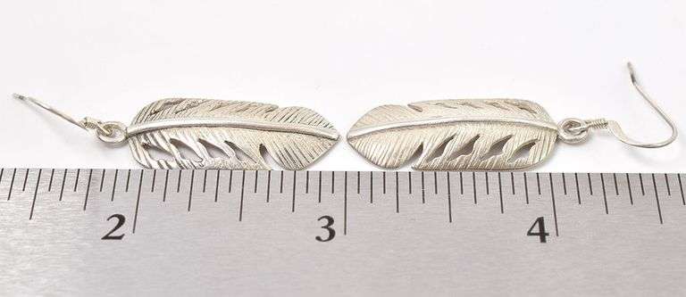 Simply Beautiful Sterling Silver Feather Dangle Earrings
