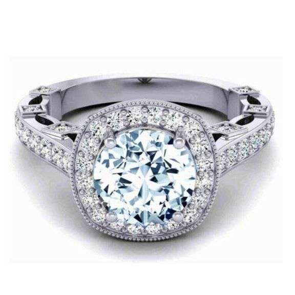 Sparkling 3.15 Ct Blue Ice Fire Moissanite Ring