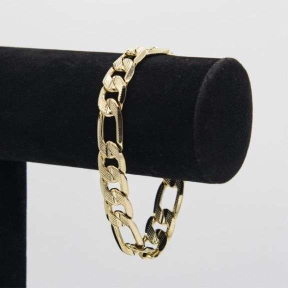 33.5 Gram 14 Kt Gold Plated Italian Figaro Bracelet