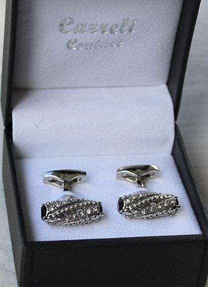 Handsome Pair Jeweled Style Cufflinks By Carelli