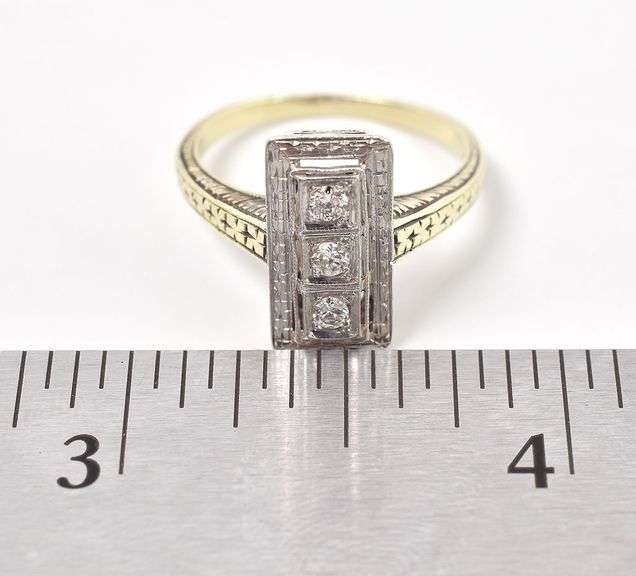 Fantastic Vintage 14K Yellow and White Gold Diamond Ring