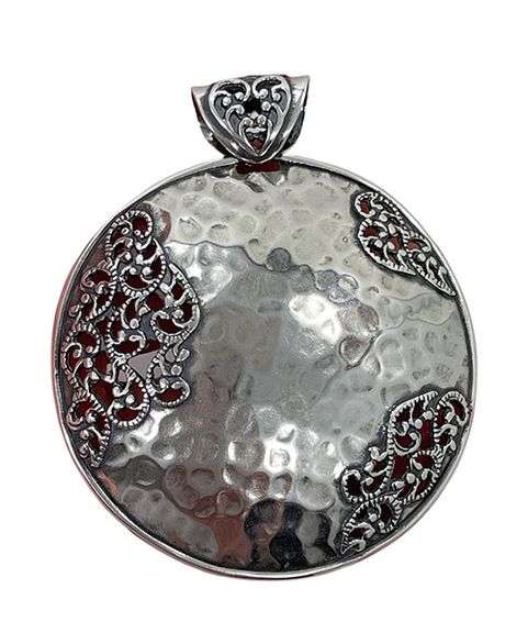 Vintage Signed PZ 925 Sterling Silver Round Brooch Pin from Israel
