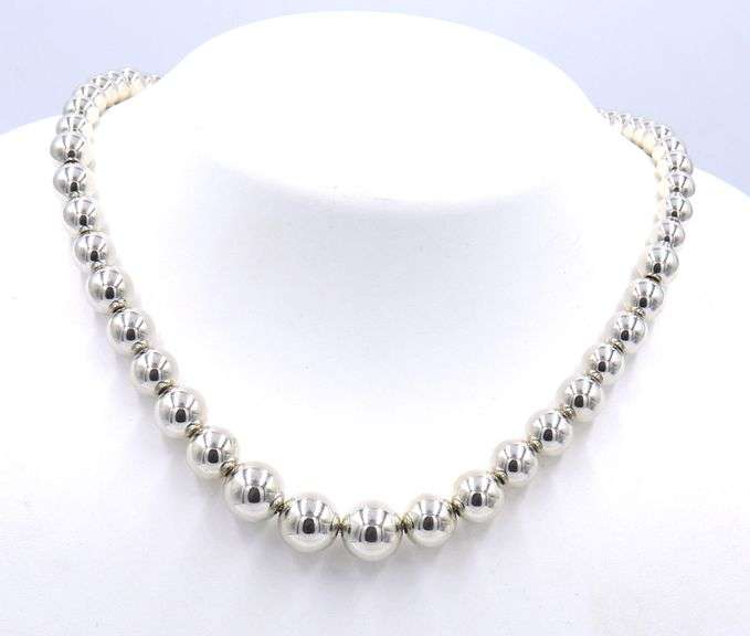 Tiffany & Co Graduated silver bead necklace