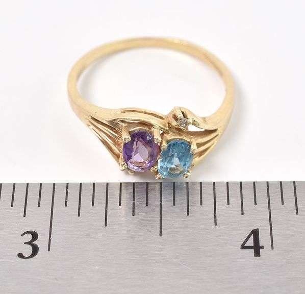 Saintly 14K Yellow Gold Amethyst and Topaz Gemstone Ring