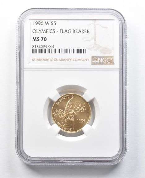 MS70 1996-W $5 Olympics Flag Bearer Gold Commemorative NGC