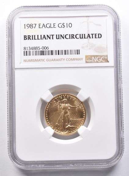 BU 1987 $10 American Gold Eagle 1/4 Oz Gold NGC