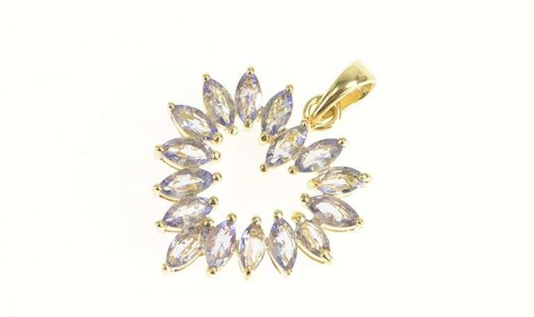 14K Yellow Gold Marquise Tanzanite Heart Love Symbol Pendant