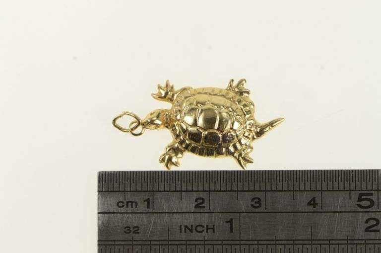 14K Yellow Gold Box Turtle Animal Tortoise Vintage Charm/Pendant