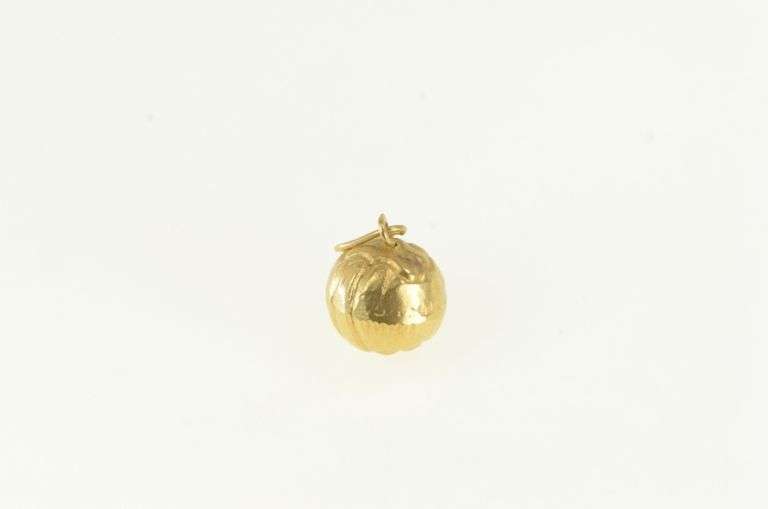 18K Yellow Gold Puffy Textured Sphere Ball Charm/Pendant