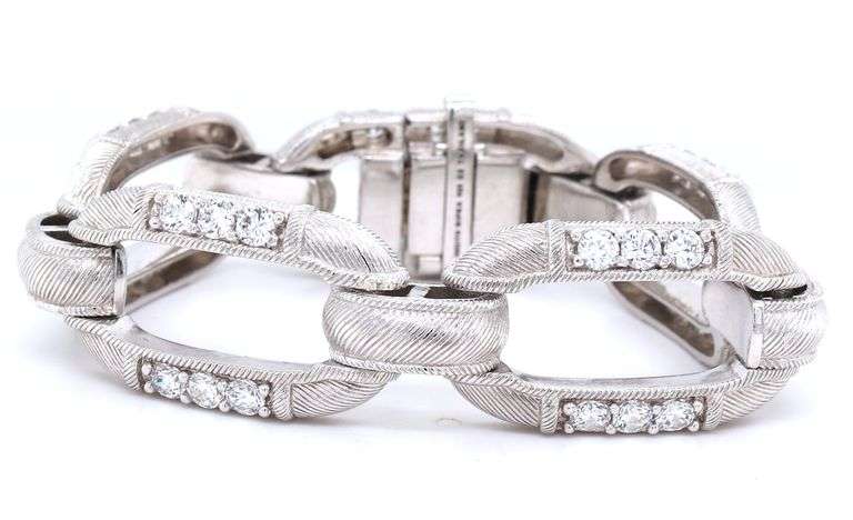 Judith Ripka diamond link bracelet in sterling silver