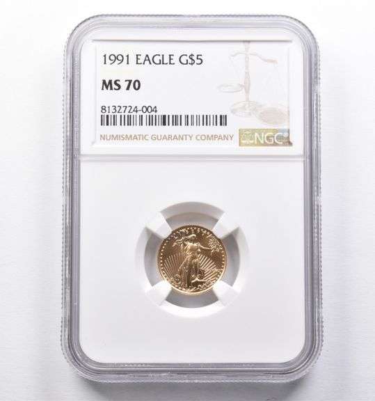 MS70 1991 $5 American Gold Eagle 1/10 Oz Gold NGC