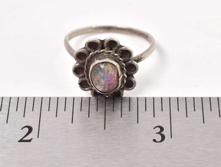 Fantastic Sterling Silver Resin Opal Gemstone Ring
