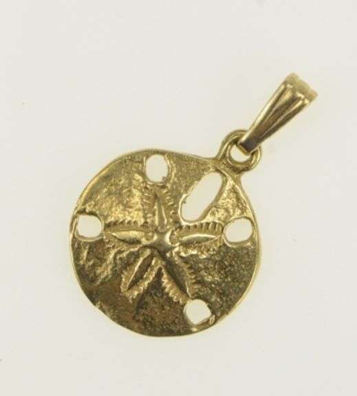 14K Yellow Gold Sand Dollar Sea Shell Ocean Beach Charm/Pendant