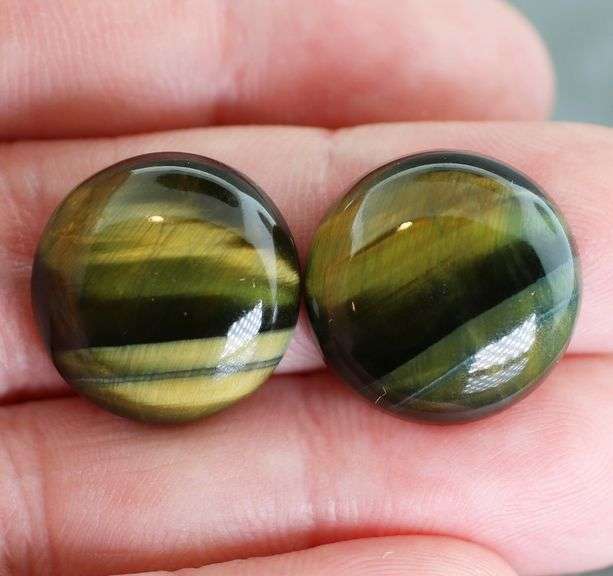 Full body shimmer! 30.51ct Golden Tiger Eye cabochon pair