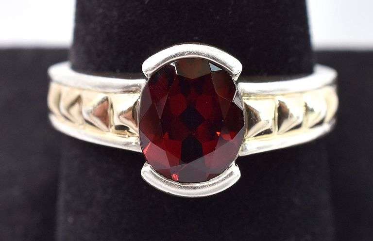 Sterling Silver Red Garnet Gemstone Ring