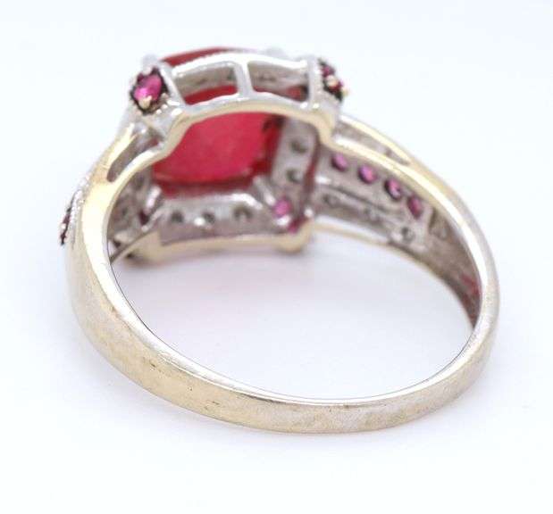 14kt White gold Ruby and diamond ring