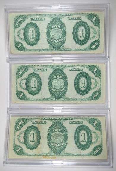 Lot (3) 1891 $1 Treasury Large Size Notes - Consecutive PH