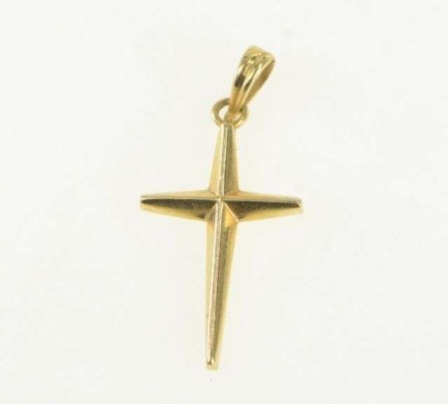 14K Yellow Gold Christian Faith Symbol Cross Vintage Charm/Pendant