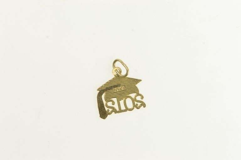 10K Yellow Gold 2012 Cut Out Graduation Cap School Charm/Pendant