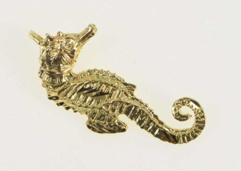 14K Yellow Gold Sea Horse Fish Ocean Animal Charm/Pendant