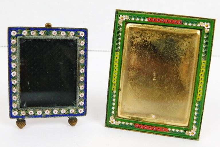 2 Miniature Vintage Italian Micro Mosaic Picture Frames