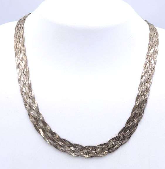 Italian vintage 925 sterling silver braided necklace