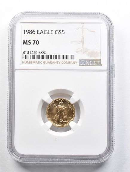 MS70 1986 $5 American Gold Eagle 1/10 Oz Gold NGC