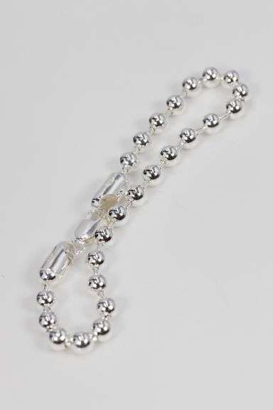 Sterling Silver Italian Ball Bead Chain 5mm 925 Italy New Dog Tag Bracelet 7"