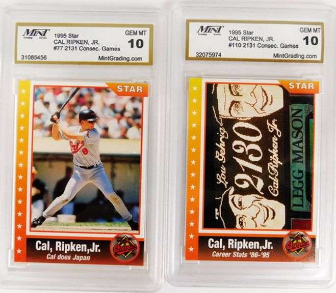 2 Graded Cal Ripken, Jr. Baseball Cards, 10 Gem MT