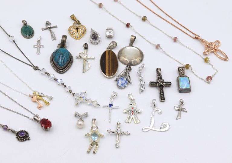 Group lot of vintage 925 sterling silver misc jewelry