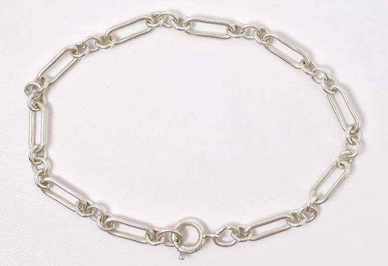 Cute Sterling Silver Elongated Chain Bracelet