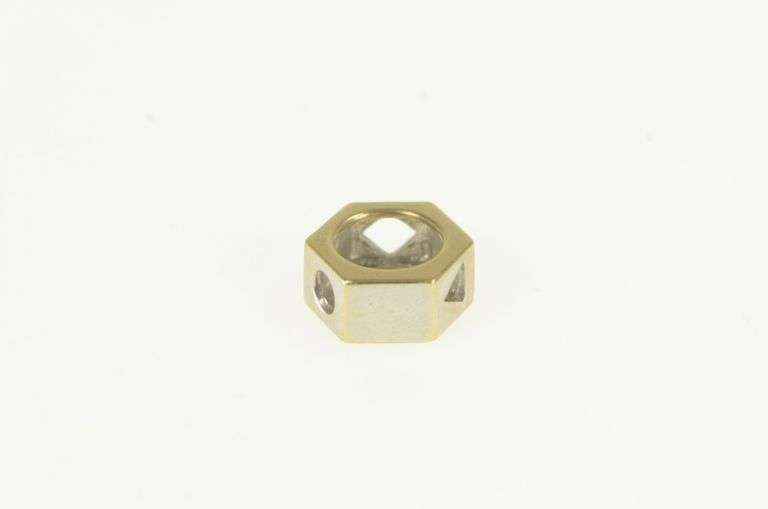 18K Yellow Gold Geometric Hexagon Shape Pierced Charm/Pendant