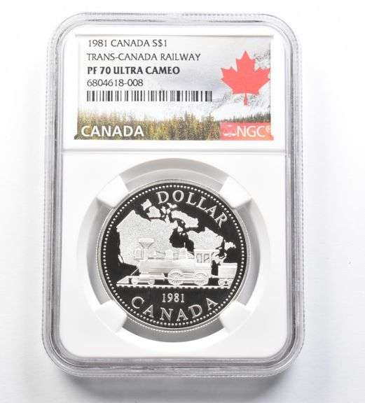 PF70 UCAM 1981 Canada 1 Dollar Silver Trans-Canada Railway NGC
