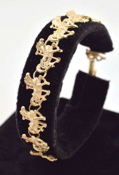 Amusing 14K Yellow Gold Carousel Horse Bracelet