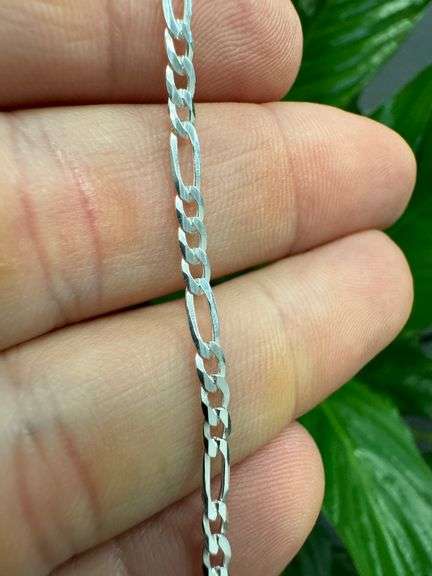 Sterling Silver Diamond-Cut Figaro Link Chain 3.1mm Solid 925 Italy Anklet 9" inch