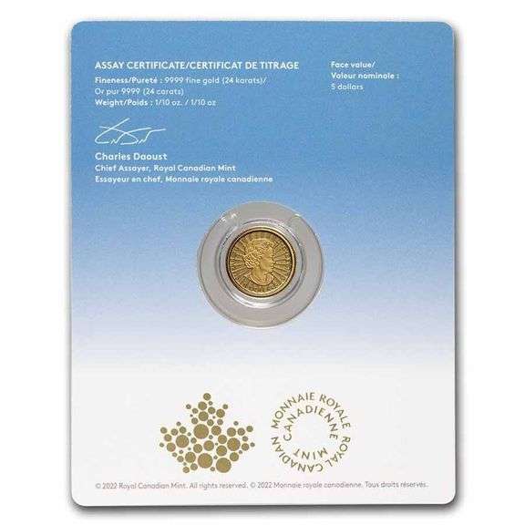 2022 Canada 1/10th Gold The Majestic Polar Bear Sealed In Plastic With Capsule