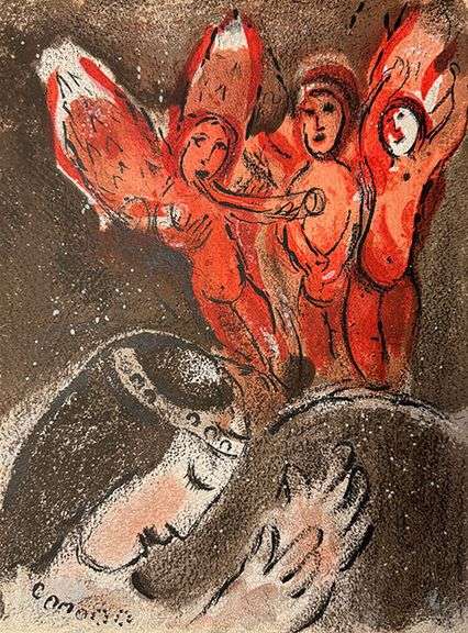 Extremely Rare and Collectible Marc Chagall Lithograph From 'The Bible' Suite