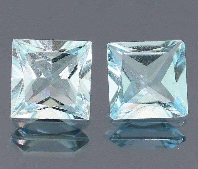 VS clarity 9.28ct princess cut Topaz pair