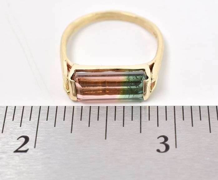 Mystic 14K Yellow Gold Approx. 4.07CTS Watermelon Tourmaline Ring
