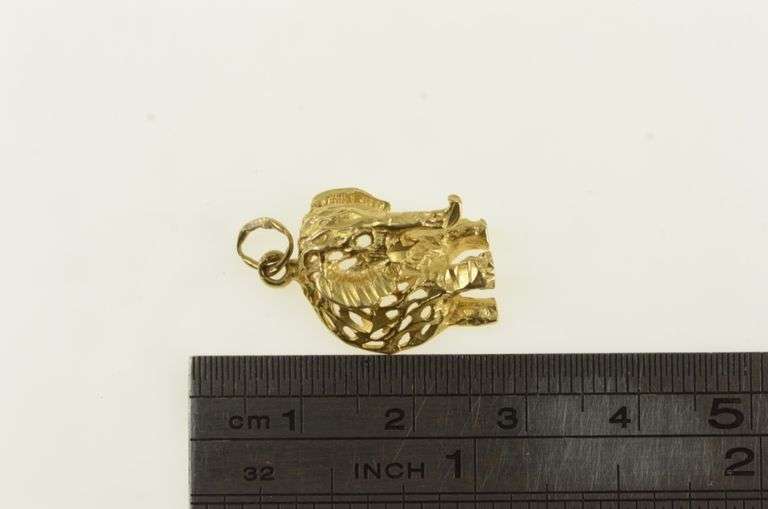 14K Yellow Gold Elephant Patience Memory Symbol Animal Pendant