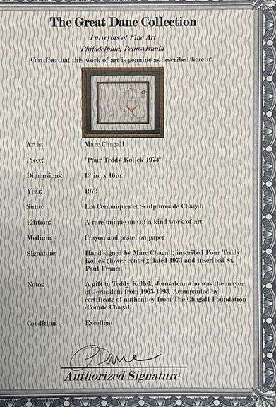 Auction Highlight: Marc Chagall One-Of-A-Kind Crayon and Pastel on Paper