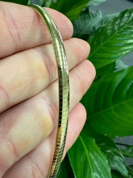 Sterling Silver 22k Gold Plated Omega Necklace 4mm 925 Italy Cubetto Chain 18"