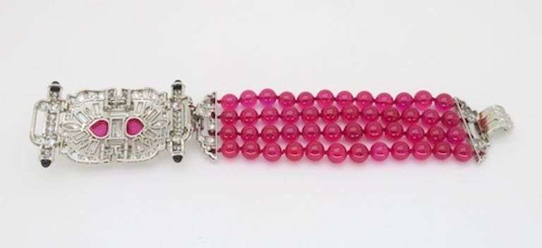 Art Deco 18.04CTW Diamond & Ruby Bracelet