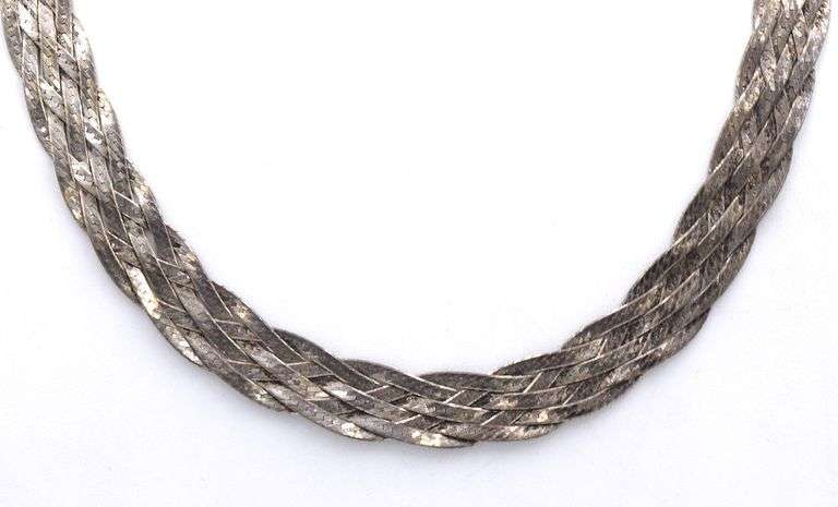 Italian vintage 925 sterling silver braided necklace