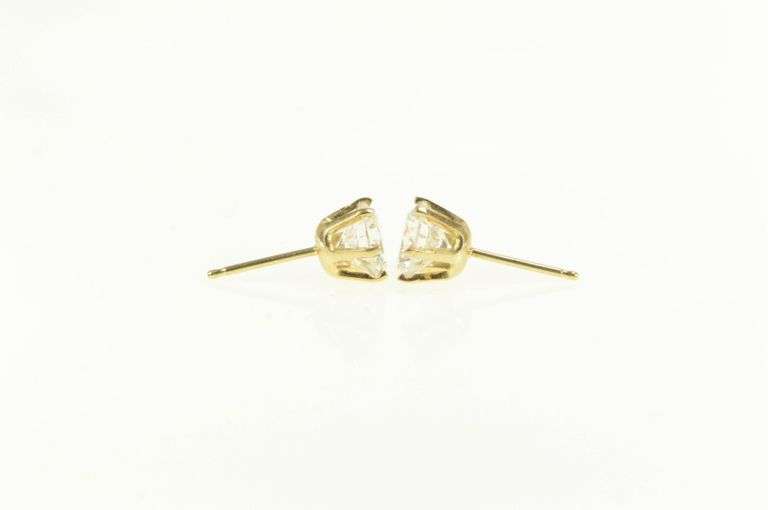 14K Yellow Gold Round Classic Simple CZ Solitaire Stud Earrings