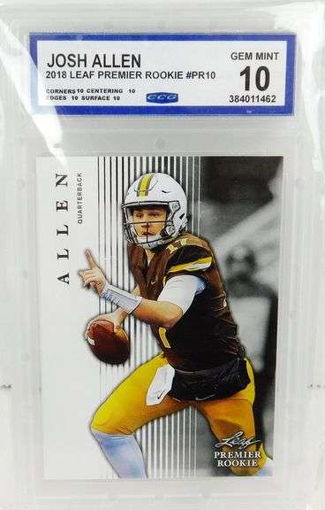 Josh Allen 2018 Rookie Football Card, 10 Gem MT